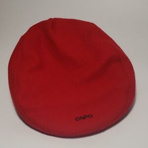Capo Brand Flat Cap Red Wool with Fold Down Ear Flaps Flannel Lined Large